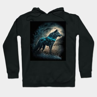 Wolf with teal spark Hoodie